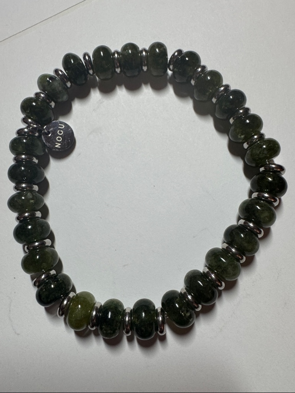 Nogu olive agate abacus gemstone Stretch Bracelet